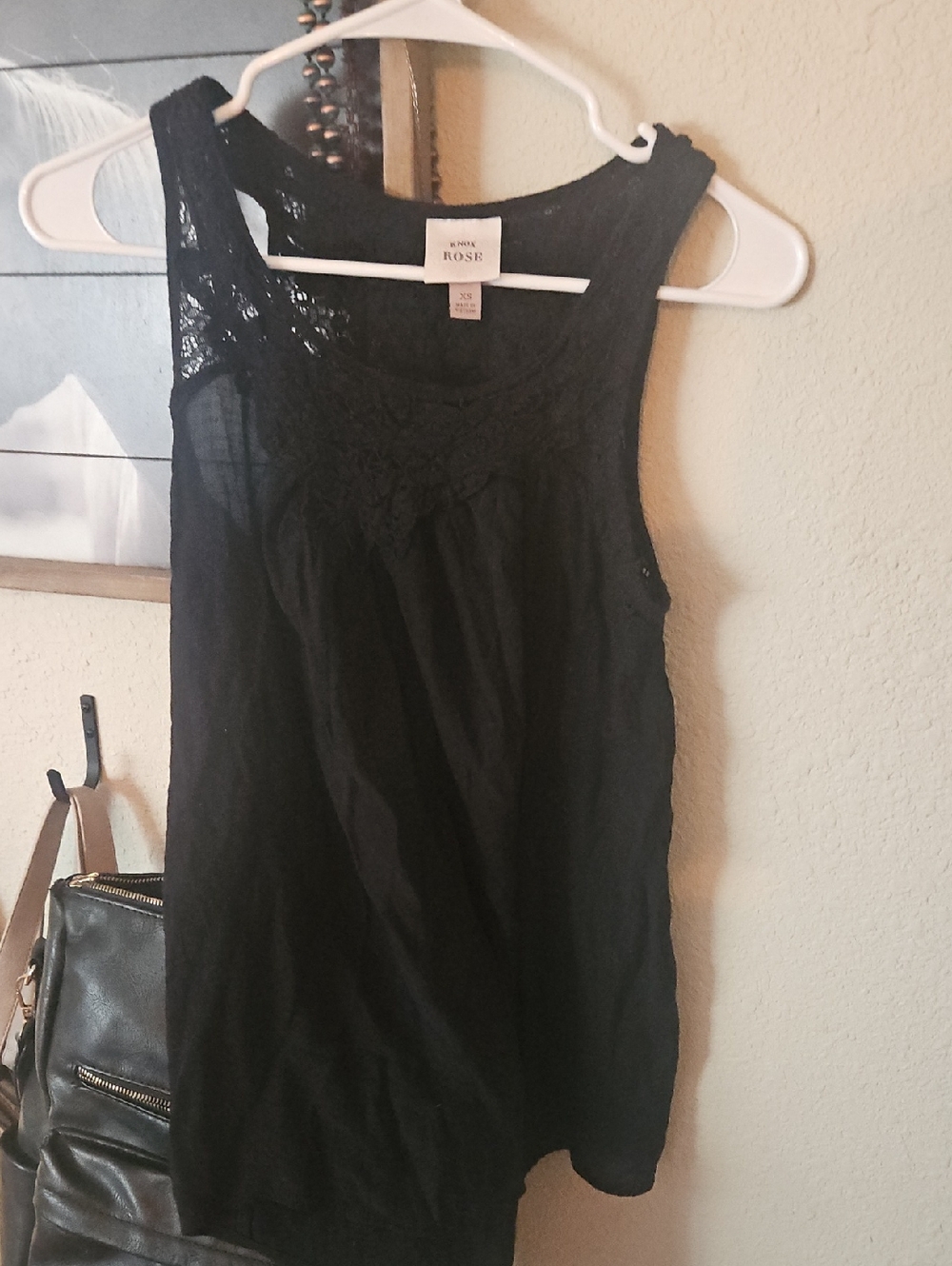 Knox Rose Black Lace-Trim Tank Top